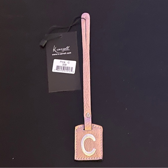NWT “K•Carroll” Bag Tag,  Monogram Letter "C" Pink Bag Tag with "White" Letter - Picture 5 of 7
